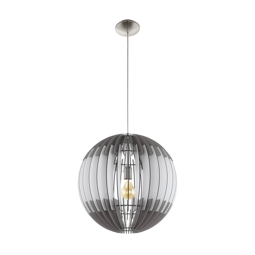 Große Pendelleuchte Holz Grau Weiß LED tauglich Ø 50cm Höhe 150cm