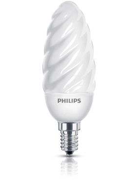 Philips Energiesparlampe Kerzenlampe Leuchtmittel E14 Lampe 8W Gedreht