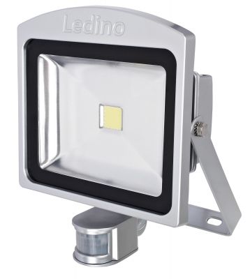 Ledino LED-Strahler Silber 50W Bewegungsmelder 3000K Alu IP44