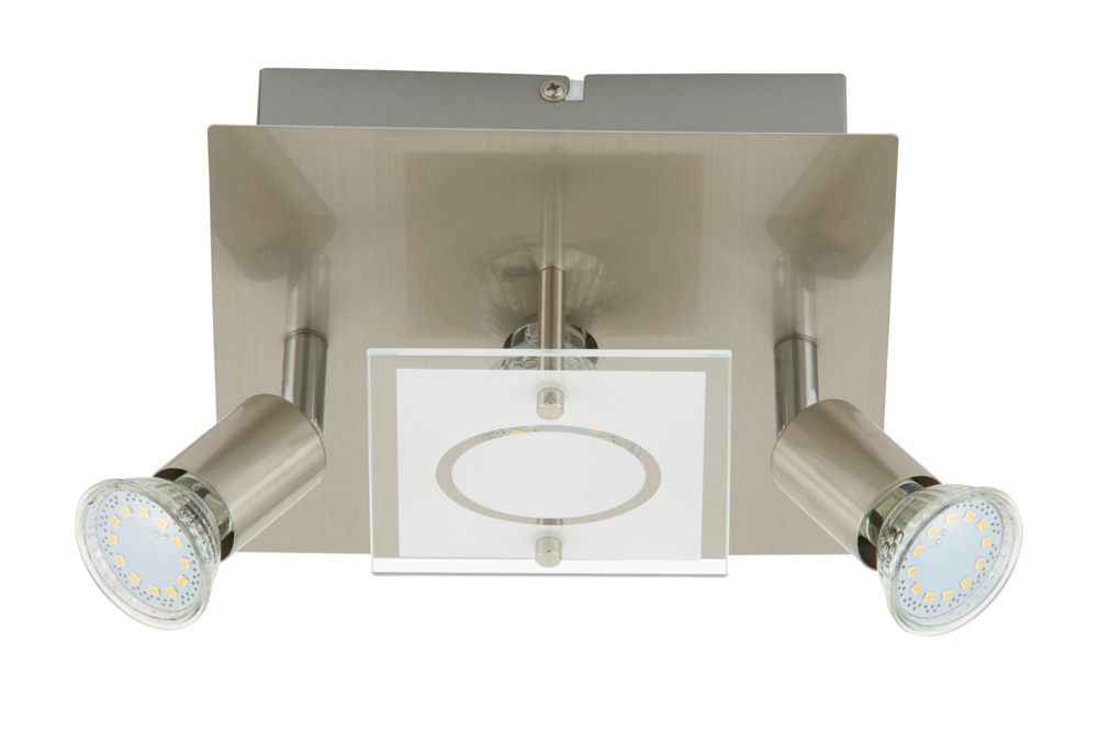 LED Deckenleuchte Nickel 3 Flammig GU10 Glas Metall Eckig Schwenkbar 20
