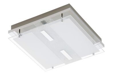 LED Deckenlampe 24W/230V 3-Stufen Dimmer Metall Glas Chrom 2100lm 32x32x8,5cm