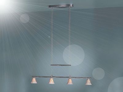 Halogen-Pendelleuchte Modern 4-flg.höhenverstellbar Chrom