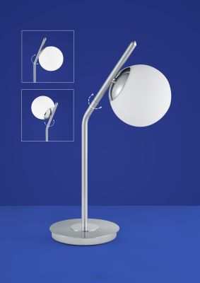 Deutsche LED Tischleuchte 9W/230V Nickel Glas Tastdimmer 900lm Drehbar Höhe 40cm