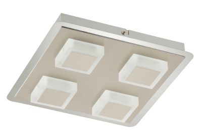 Briloner LED Wandleuchte Deckenleuchte 4 Flammig Silber Metall 1600lm 28 x 28x 5,2cm