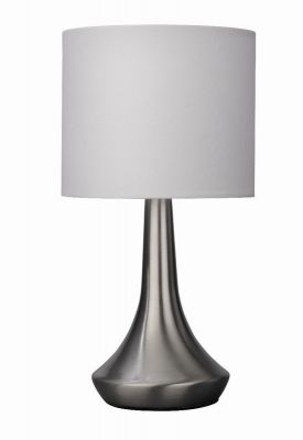 Tischleuchte Tischlampe Nachttischleuchte Touch Dimmer Weiss Stoff H: 31cm E14