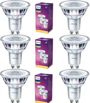 Philips LED Leuchtmittel 6er Set GU10 Reflektorform 355lm Warmweiß 4,6W = 50W