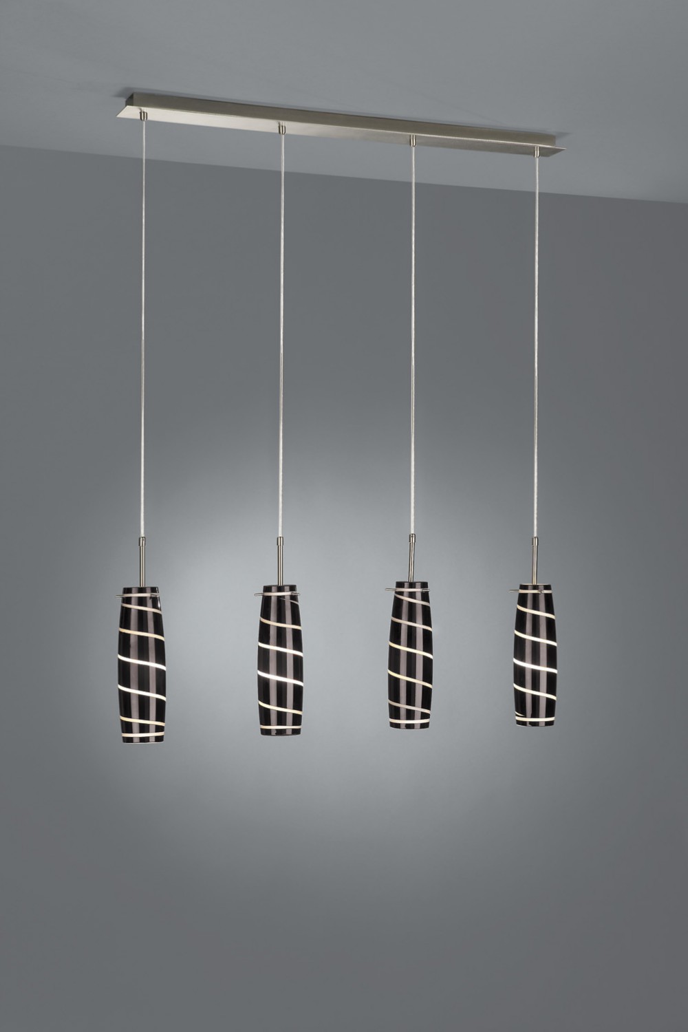 Pendelleuchte 4 Flammig Halogen Schwarz Glas 82cm LED tauglich