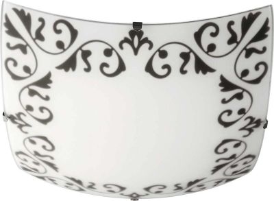 Wandleuchte Deckenleuchte Schwarz Weiss Quadratisch 29cm Muster Floral 1x E27