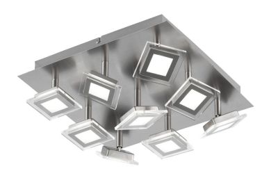 Wofi LED Deckenleuchte Cholet 9x5W Schwenkbar Nickel Matt Glas 1800lm 35x35cm