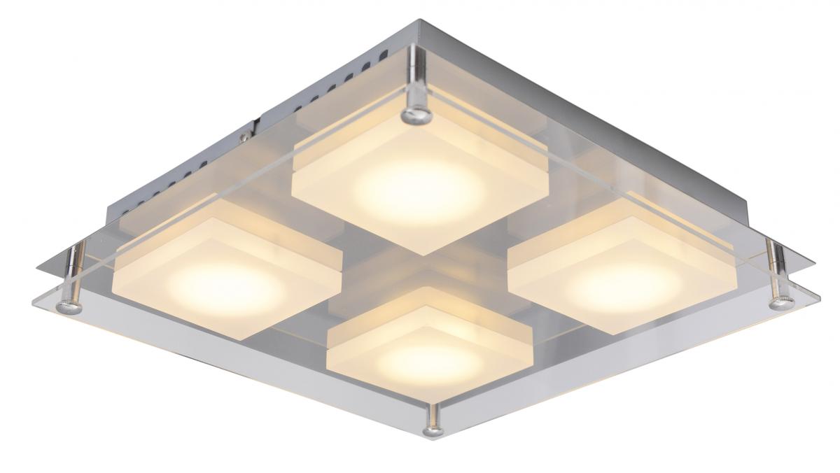LED Deckenleuchte Silber Chrom 24 x 24cm 4 Flammig | Qualitätsware24
