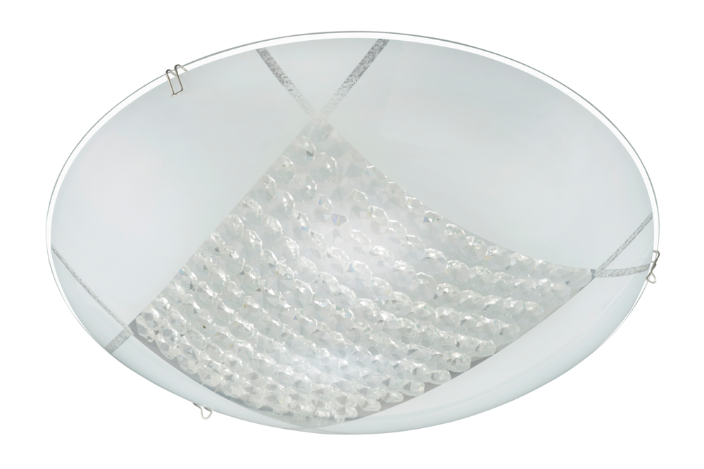 LED Deckenleuchte Weiss Glas 1200lm Rund Durchmesser 30cm Kristalloptik